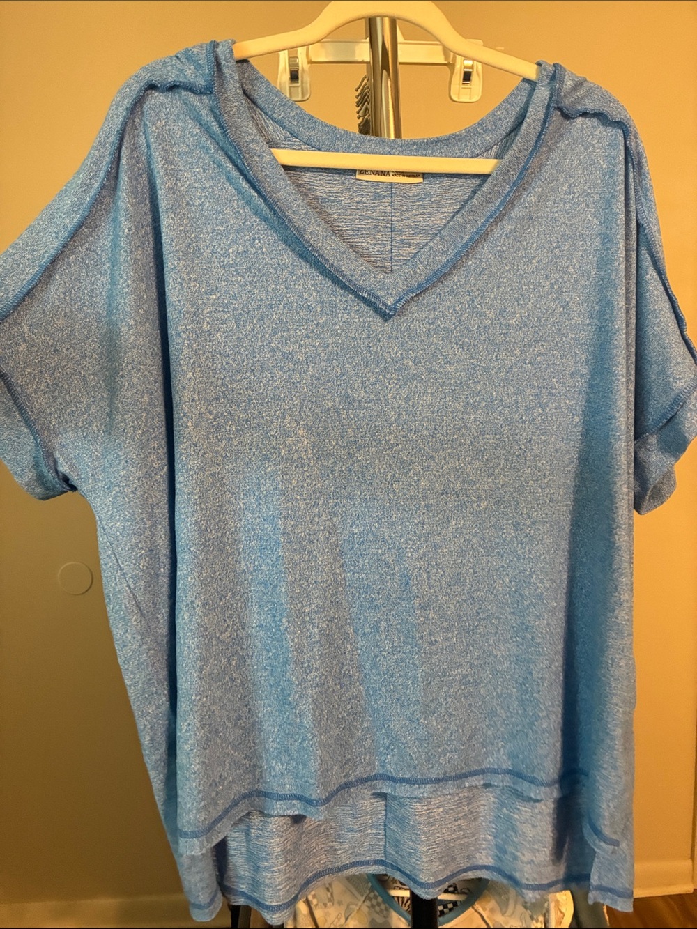 Zenana Outfitters Light Blue V-Neck Short Sleeve Top